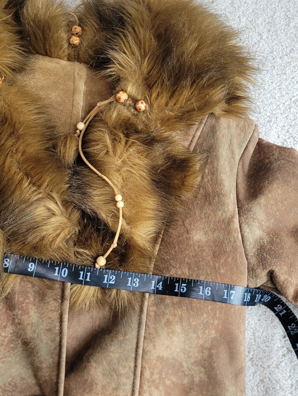 Rare Vintage Wilson Leather Genuine Leather Faux Fur Coat Boho W/Hood Size S - Picture 13 of 15